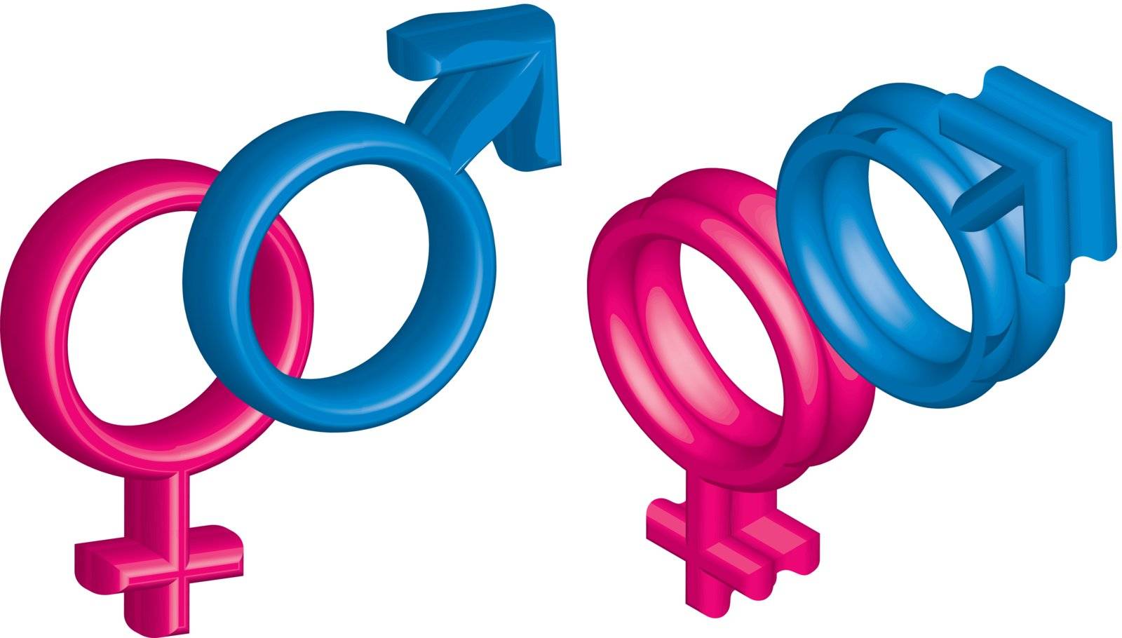 3d man and woman signs over white background. vector
