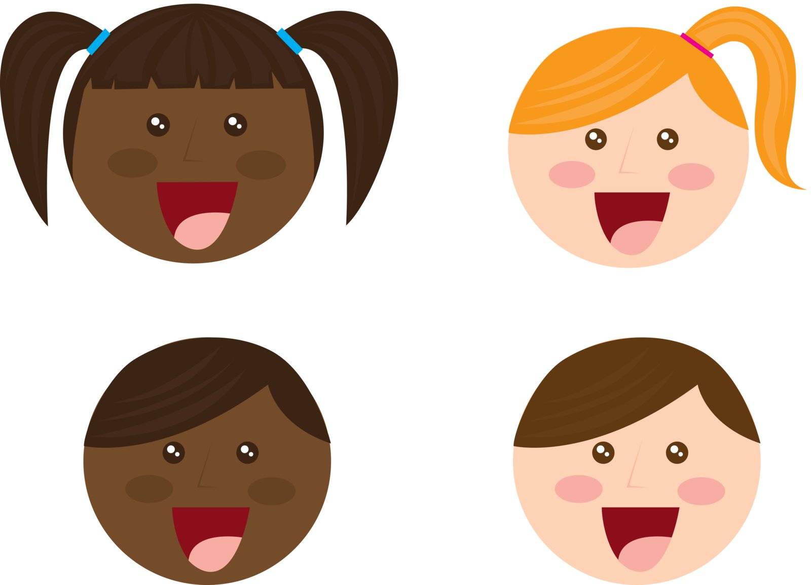 cute faces child cartoons over white background. vector