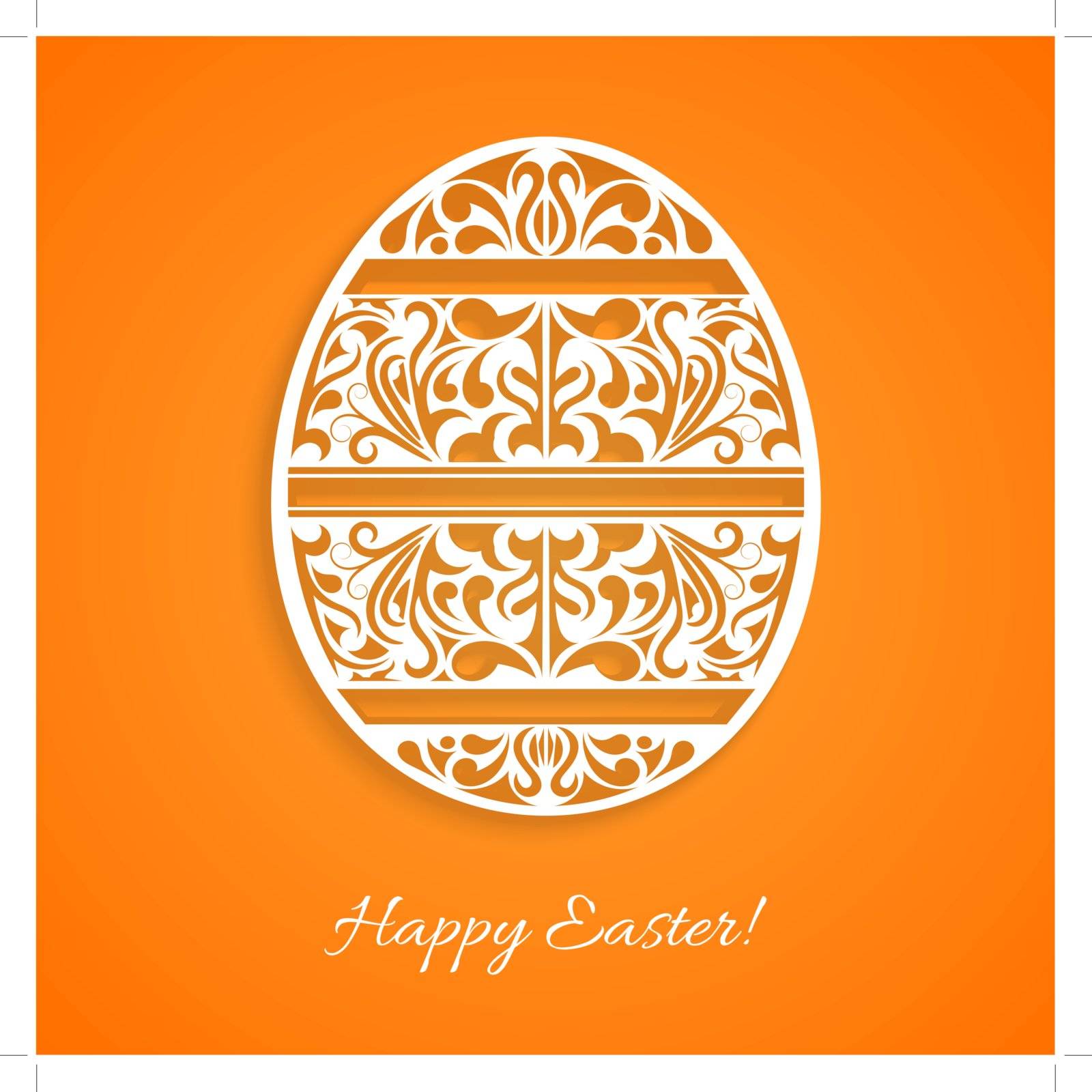 Orange background with a paper easter egg