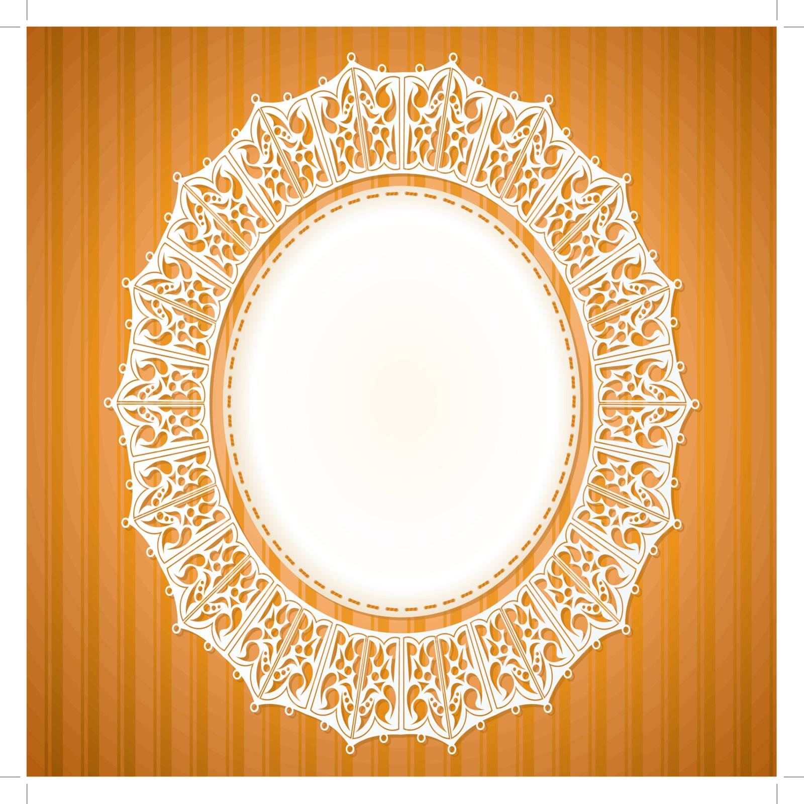 White lace doily on an orange background  by Larser