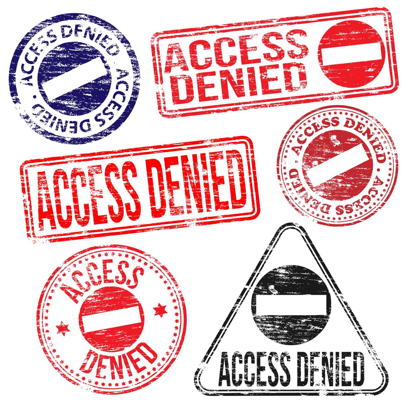 Rectangular and round access denied rubber stamp vectors



