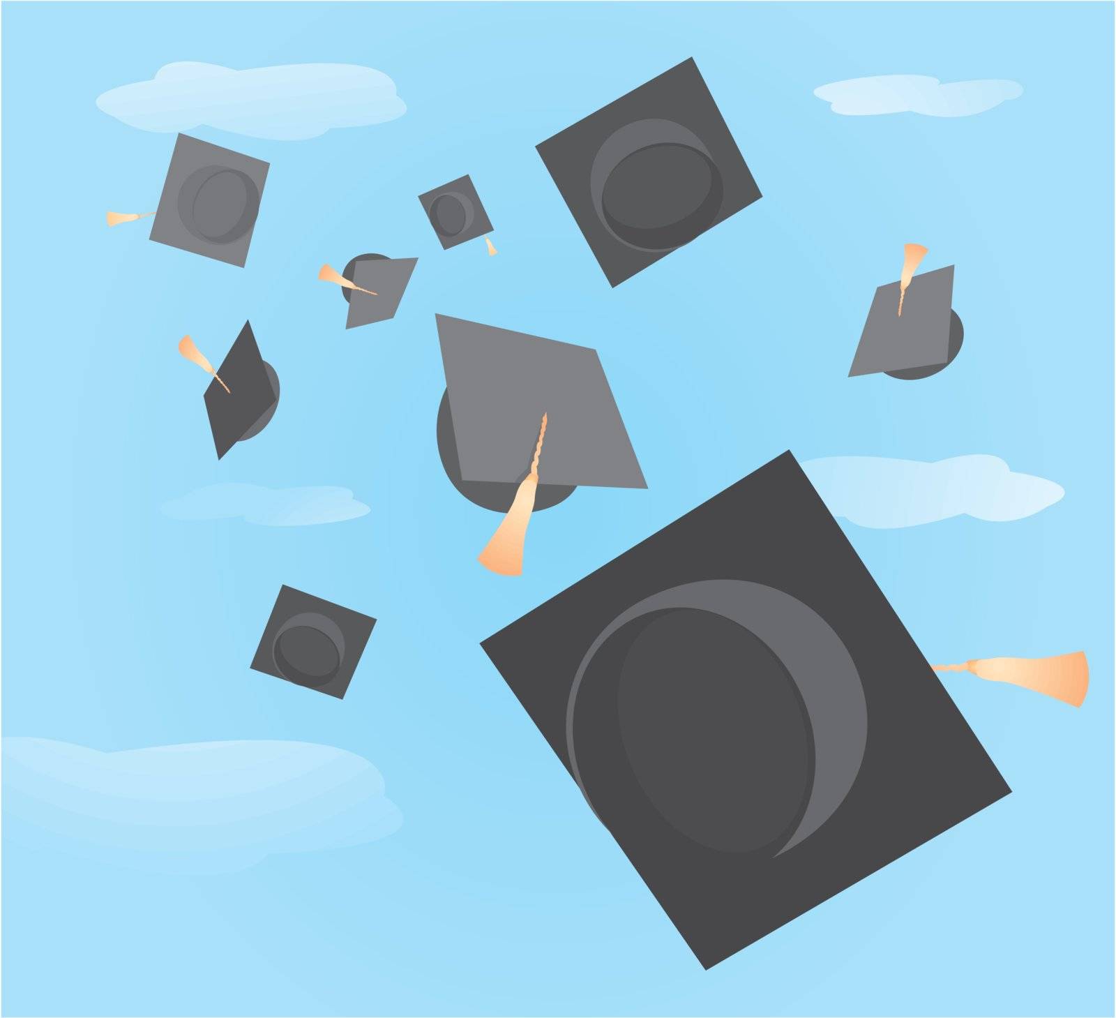Graduation caps tossed up by curvabezier