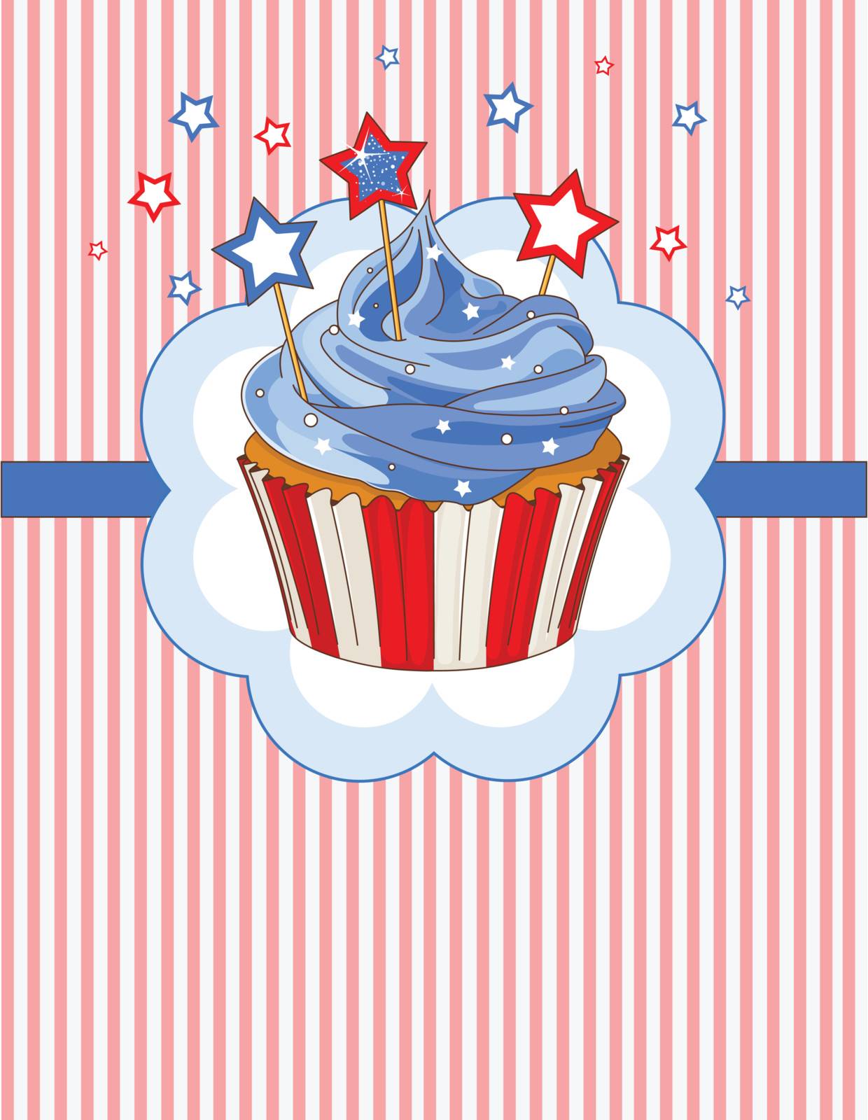 Patriotic cupcake with stars on the top place card