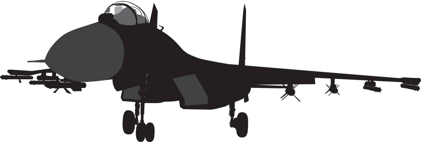 Su-35 Russian fighter aircraft vector silhouette