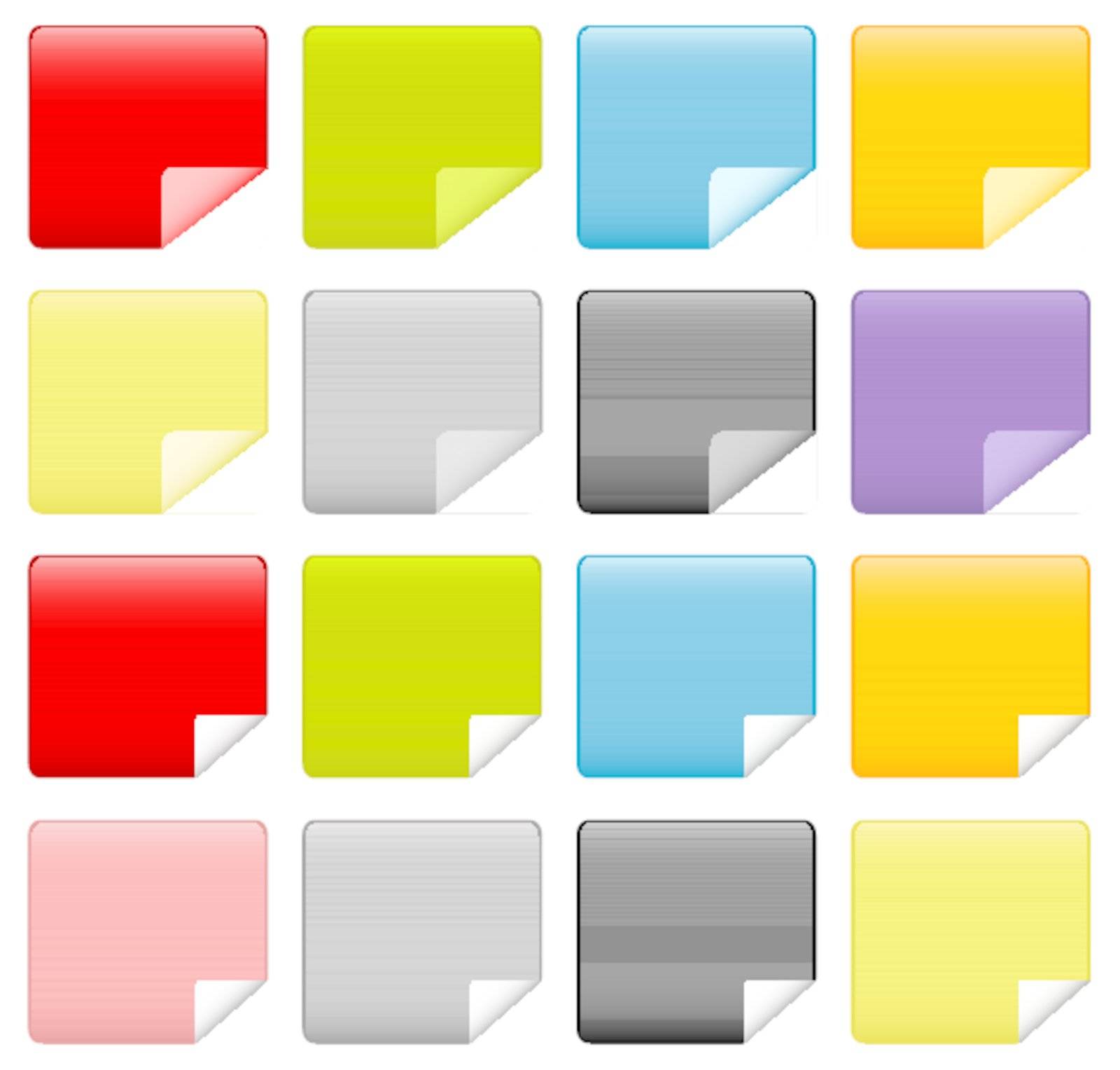 Modern Matte Web Icons with Bent Corner Set