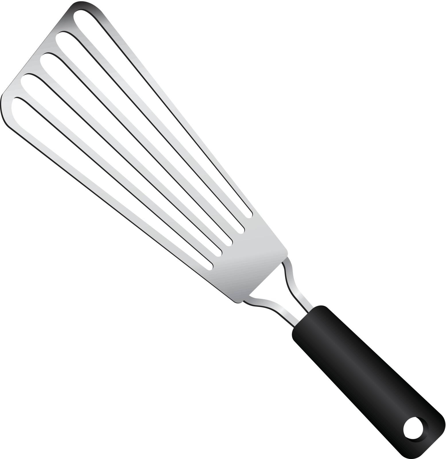 Stainless steel spatula on white background. Vector illustration.