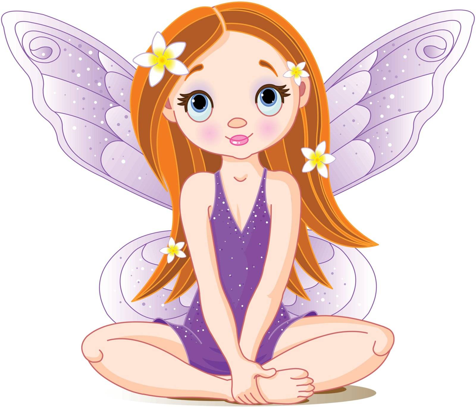 Vector Illustration of cute violet little fairy