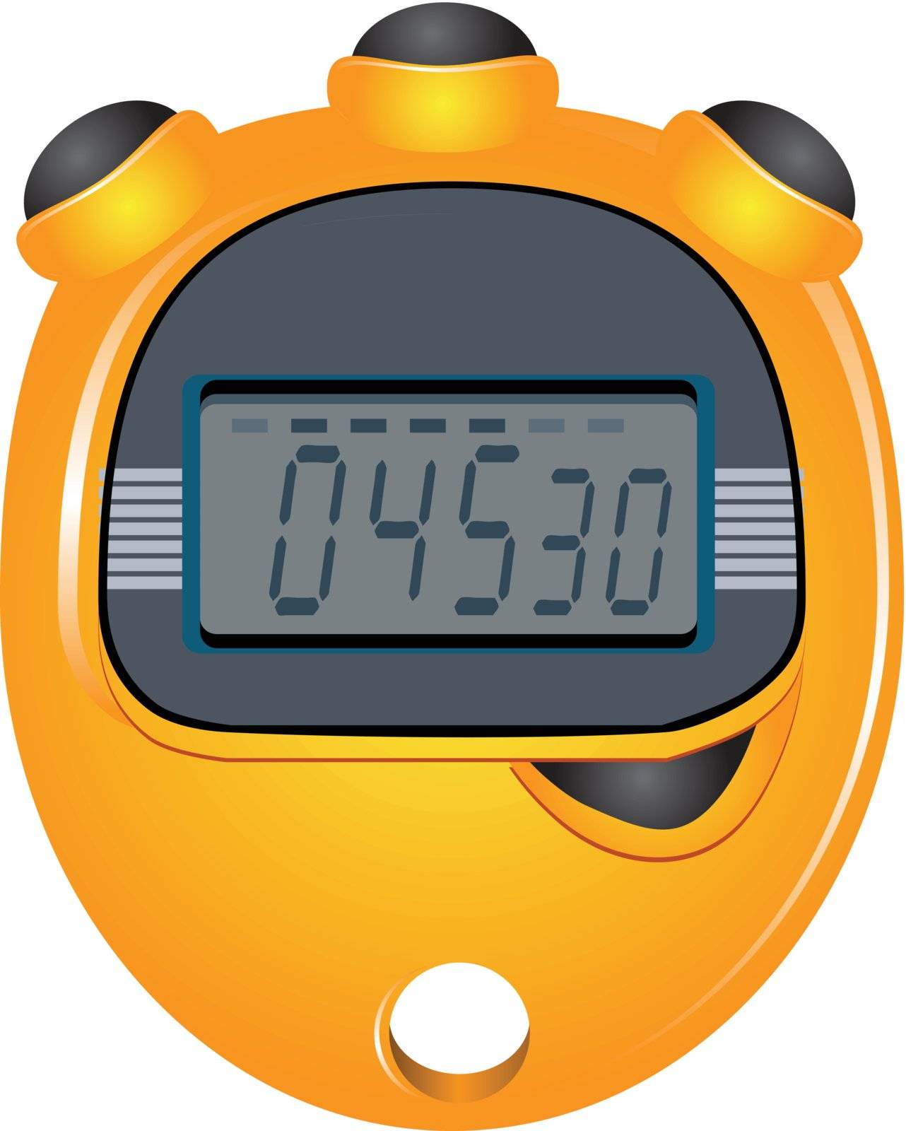 Digital stopwatch with four buttons. Vector illustration.