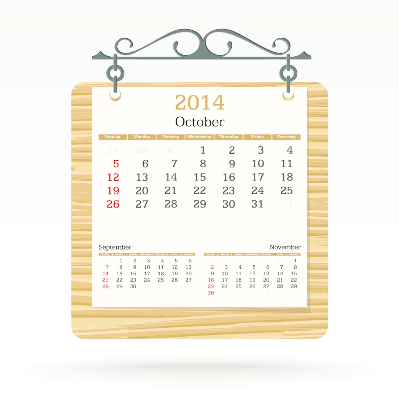 october 2014 - calendar by ojal