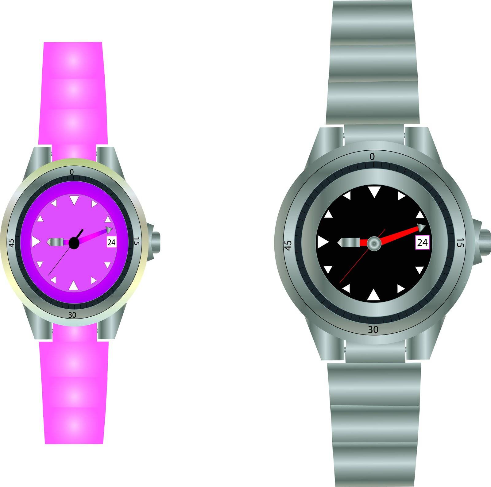 A Womans' and Mans' Dive Watches