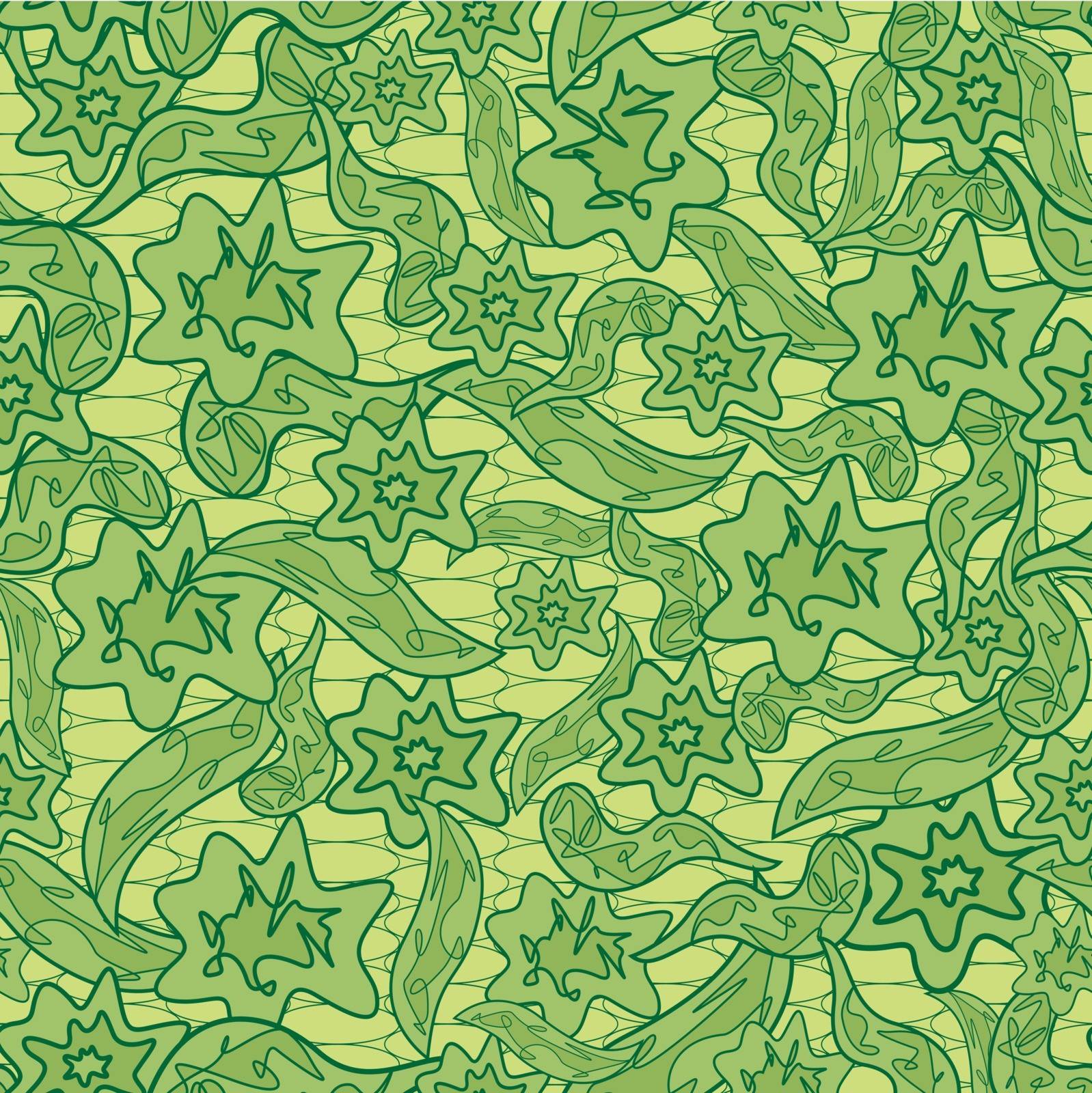 Abstract herbal camouflage green pattern. Hand drawing seamless vector illustration