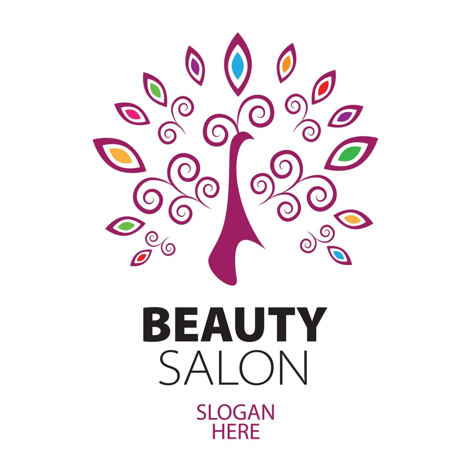 peacock logo for beauty salon