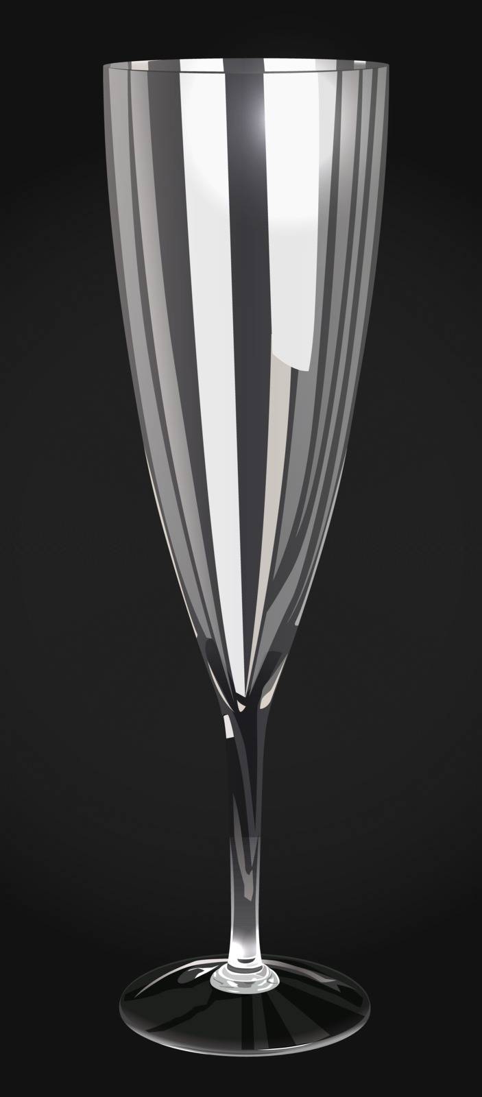 vector champagne glass on dark grey background, eps 10 vector, transparency used