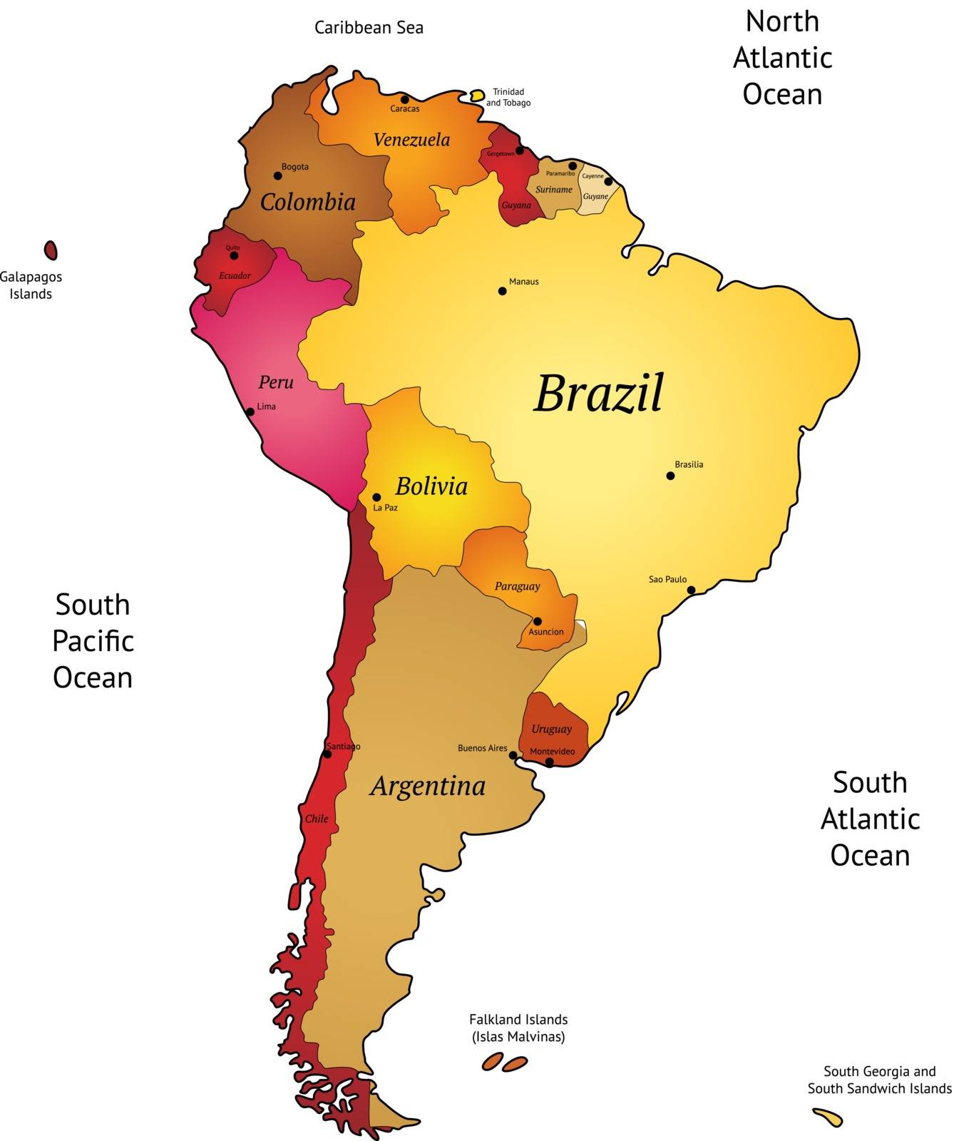 Map of Latin America. Vector illustration.
