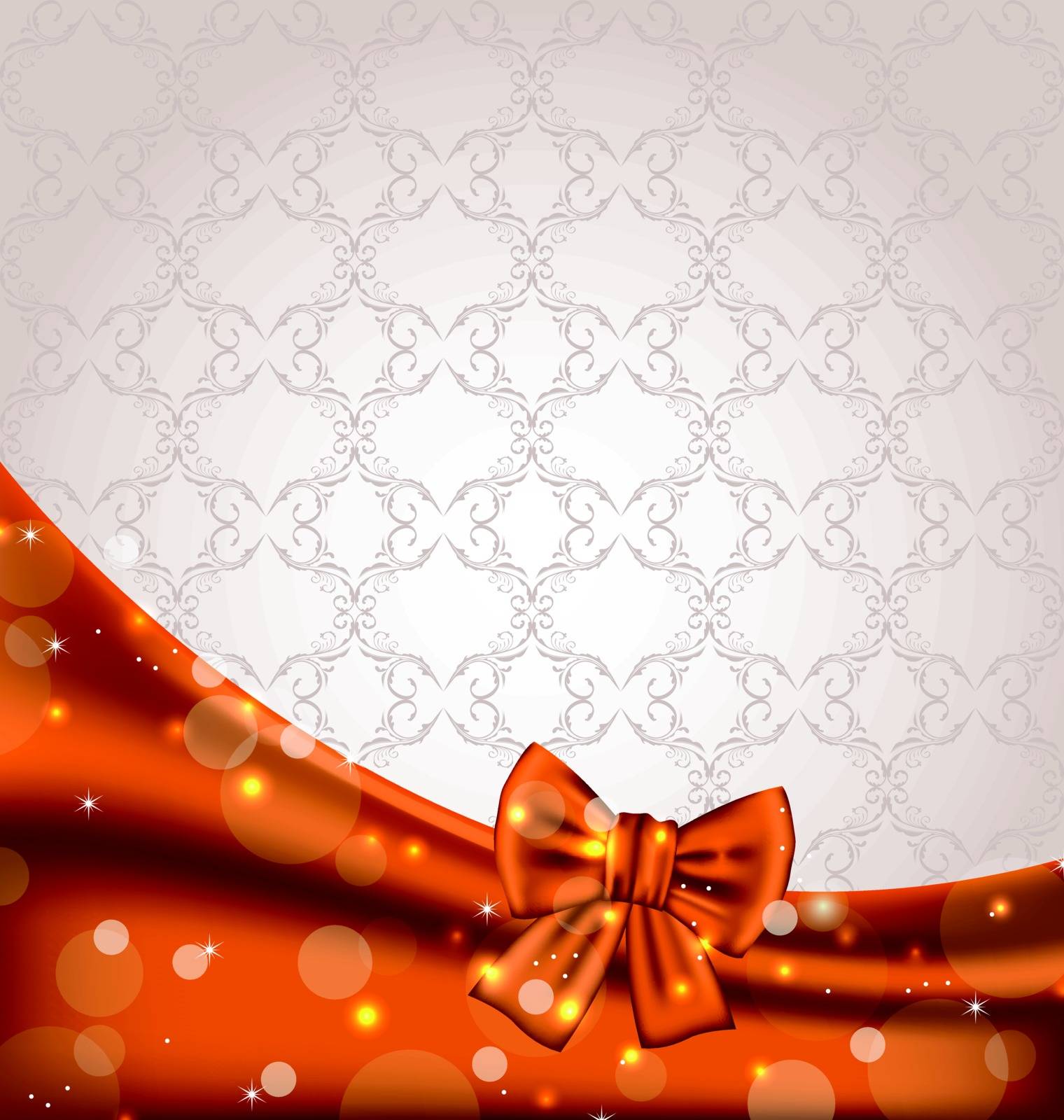 Illustration cute brown backdrop with ribbon bow - vector