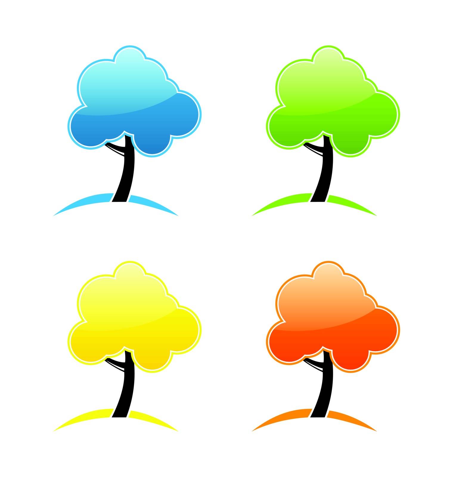 Illustration four seasonal icons with tree - vector