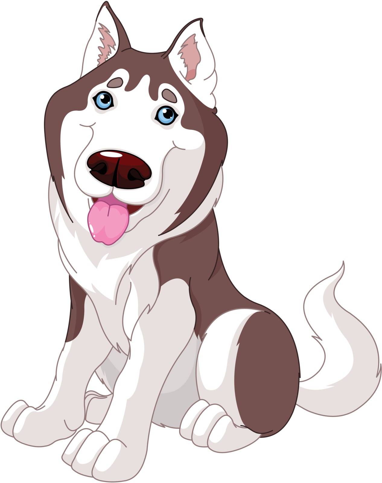 Cartoon illustration of Cute husky dog