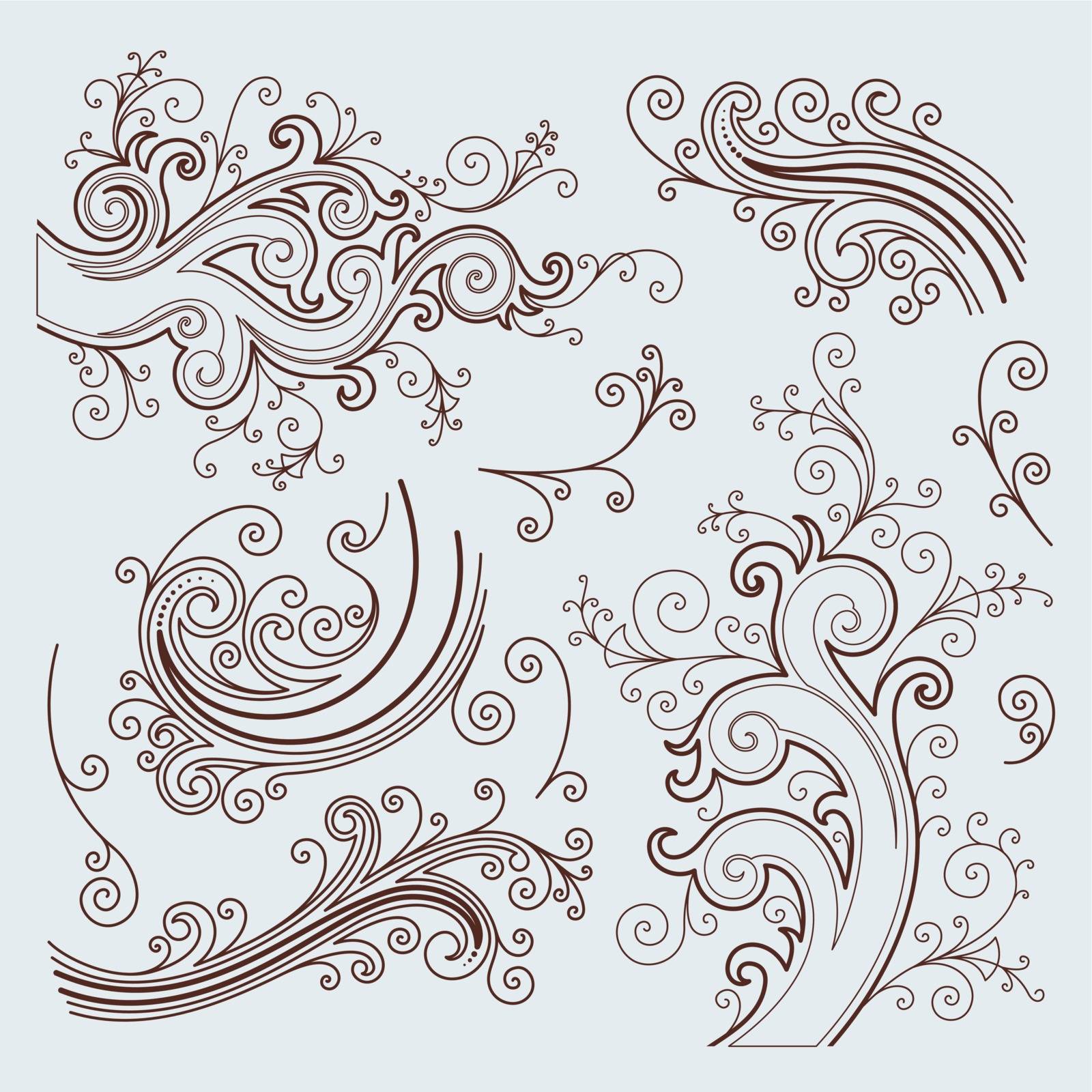 vector ornament set In flower style