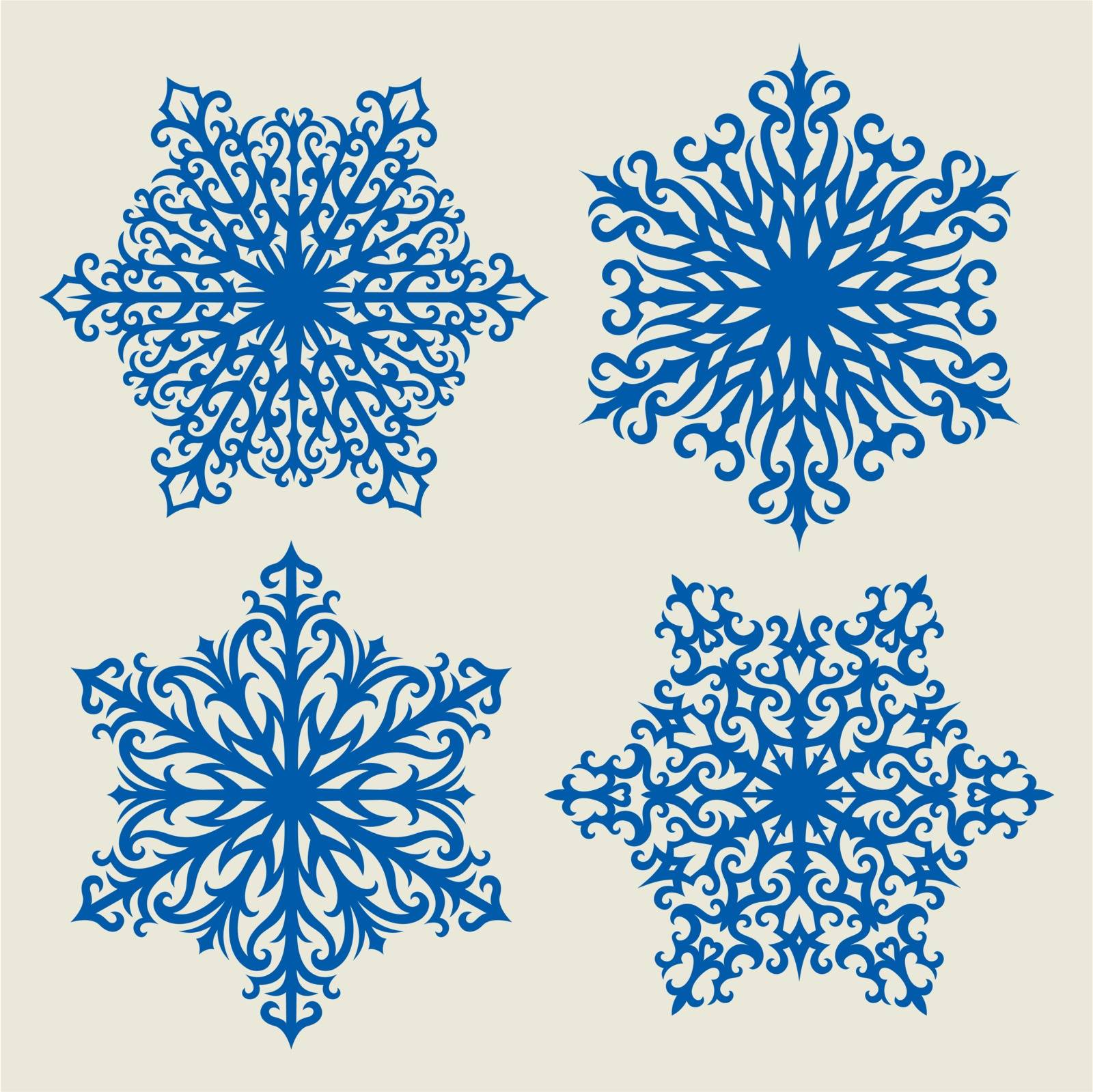 Set of 4 vector snowflakes