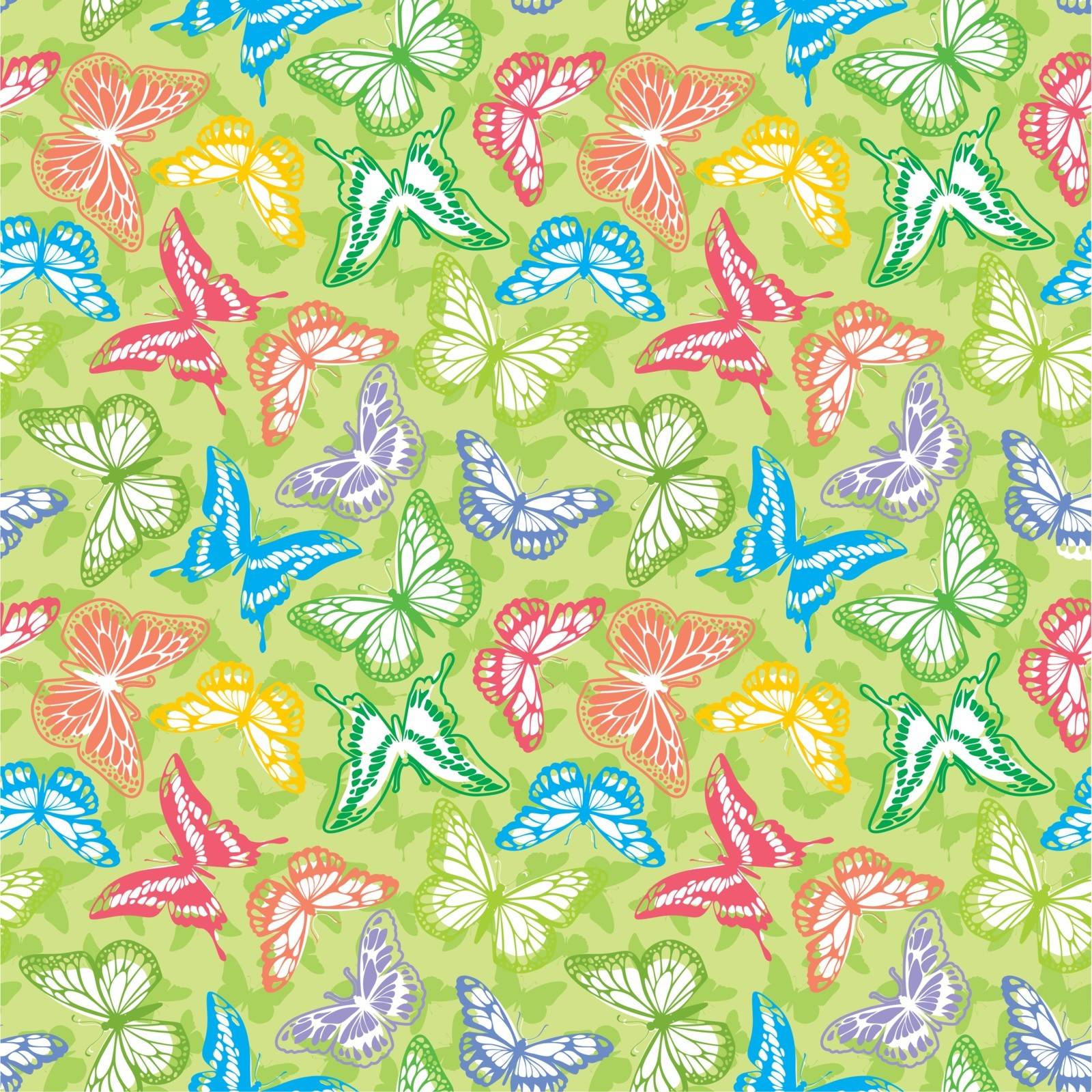 Seamless pattern with stylized vector butterflies 