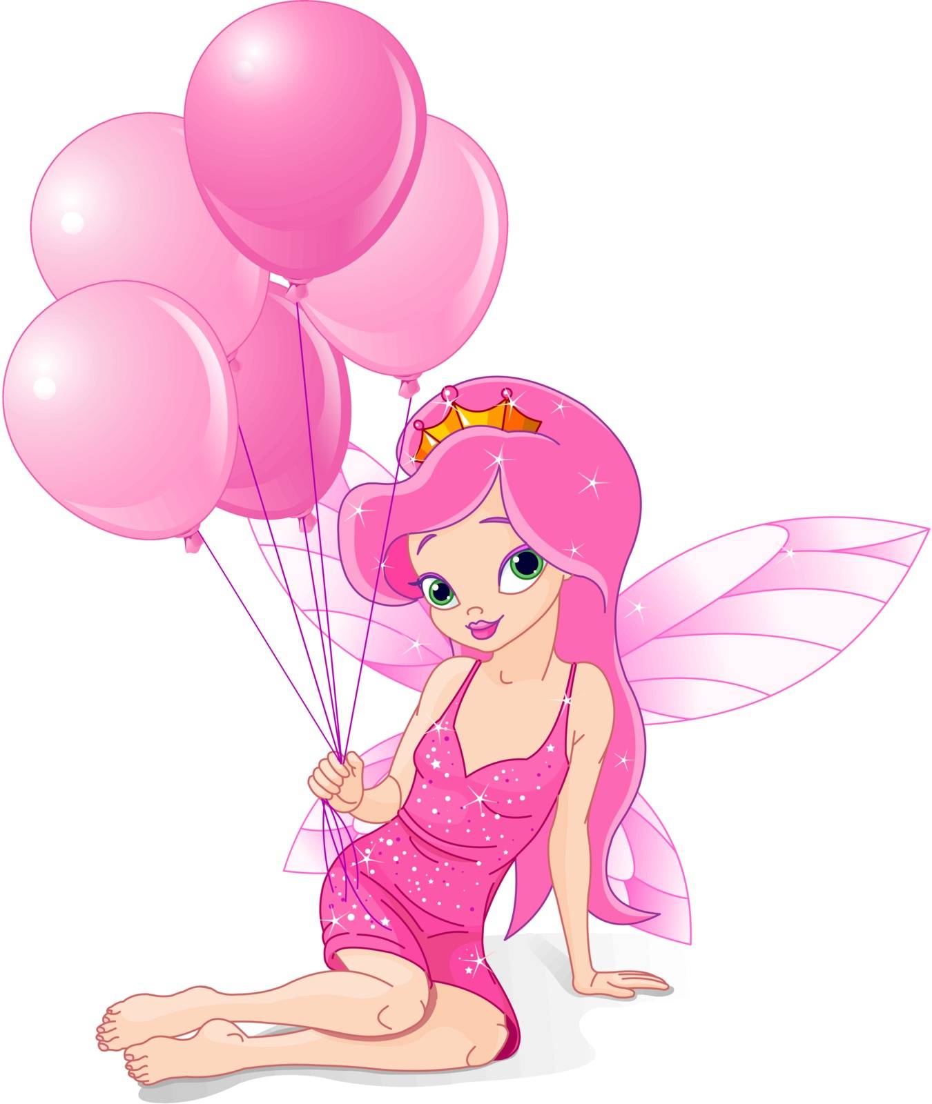 Adorable Birthday Fairy with bunch of balloons
