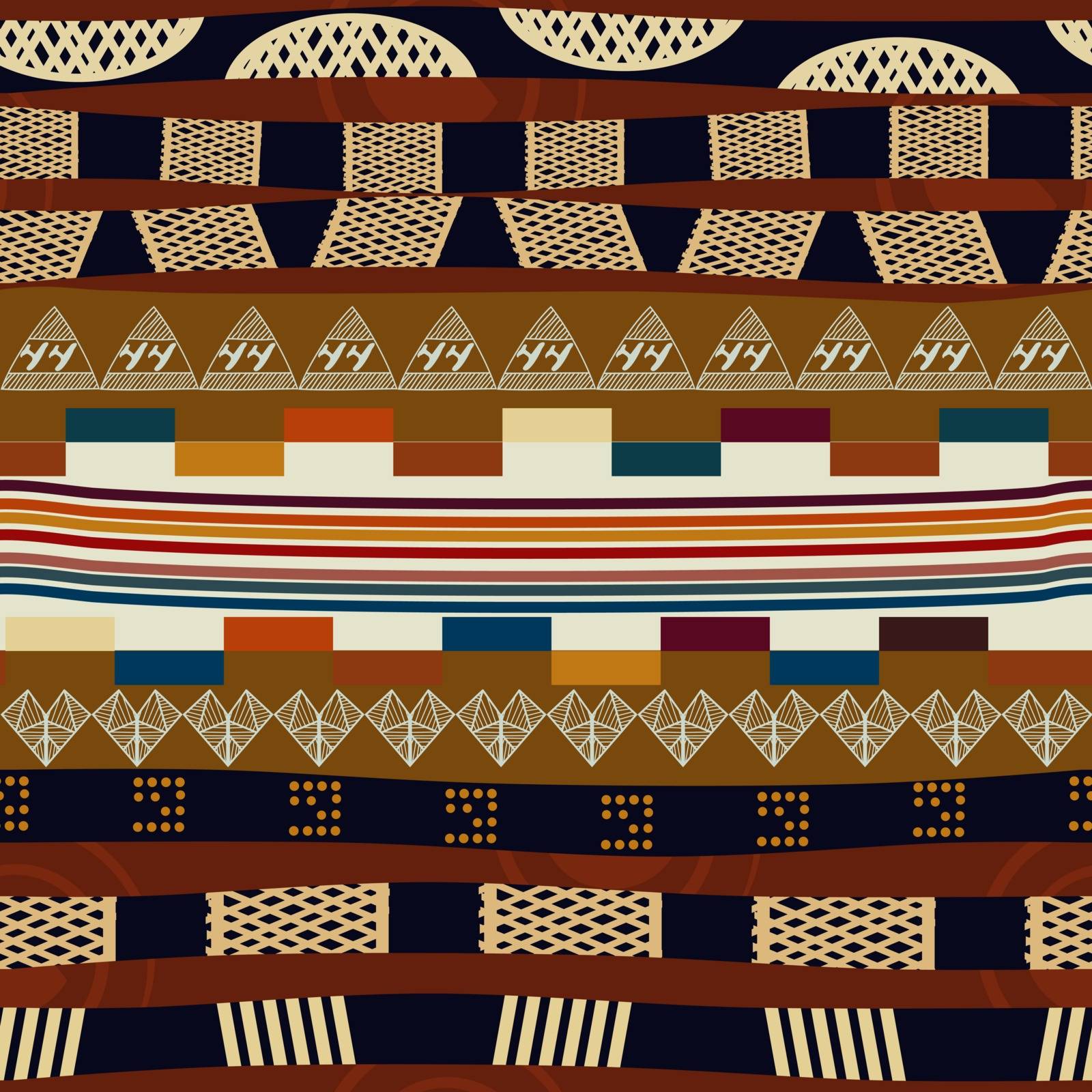 Seamless pattern with stripes and a stylized heart. Tribal style by Larser