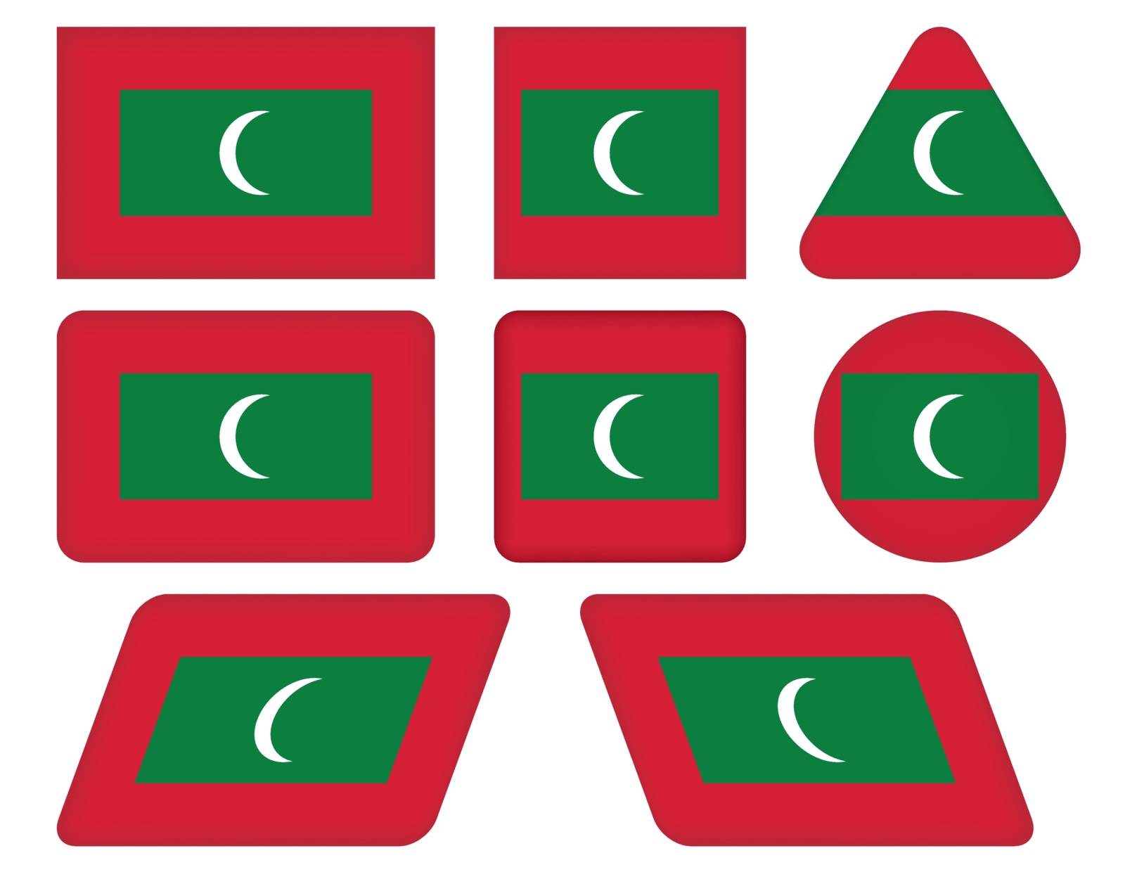 set of buttons with flag of Maldives
