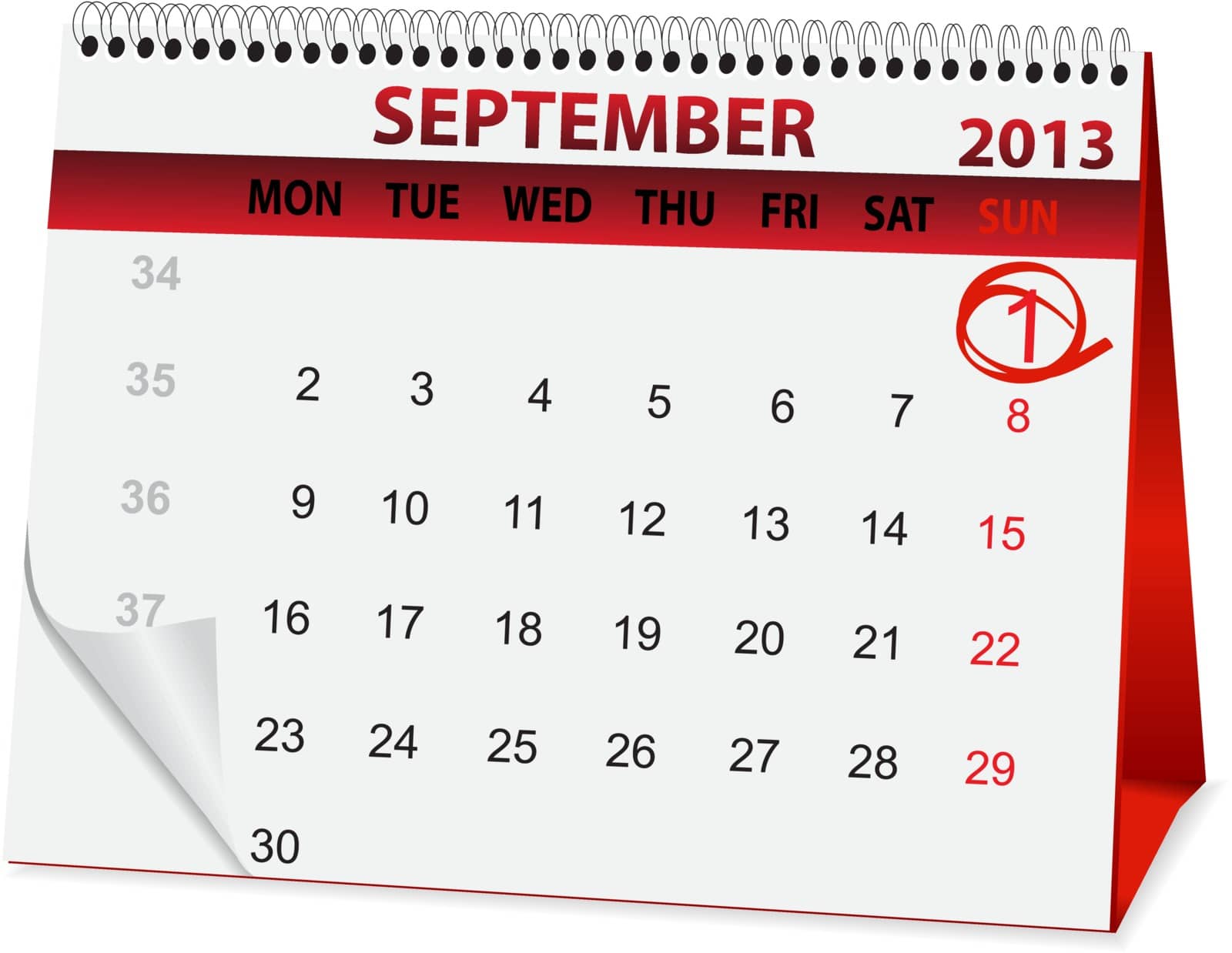 icon in the form of a calendar for September 1