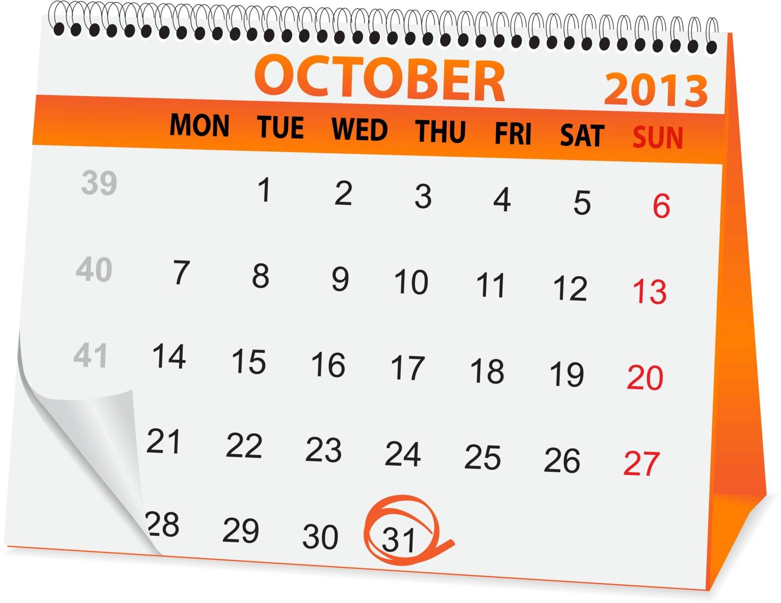 icon in the form of a calendar for Halloween