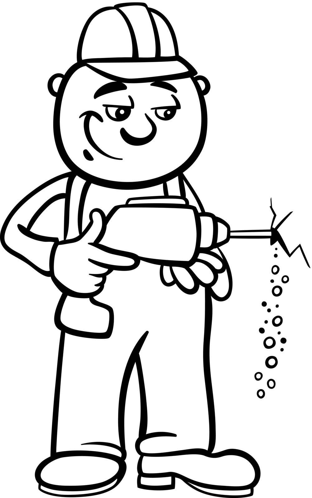 worker with drill coloring page by izakowski