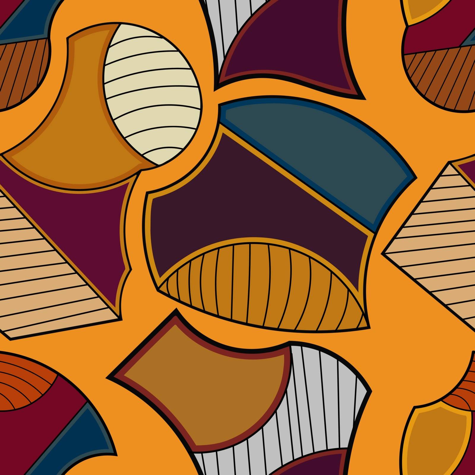 Seamless geometric pattern on an orange background