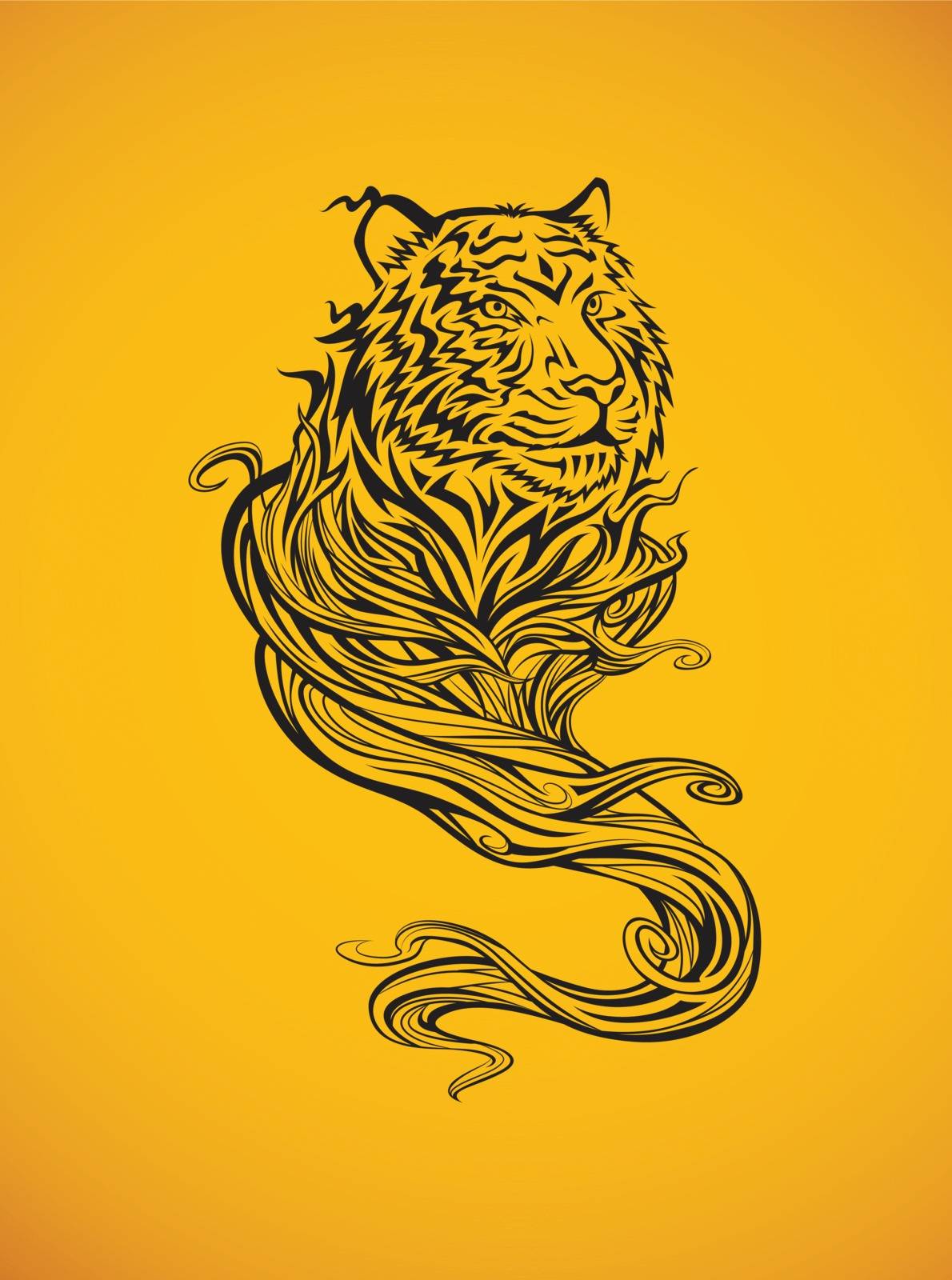 Tiger spirit tribal tattoo