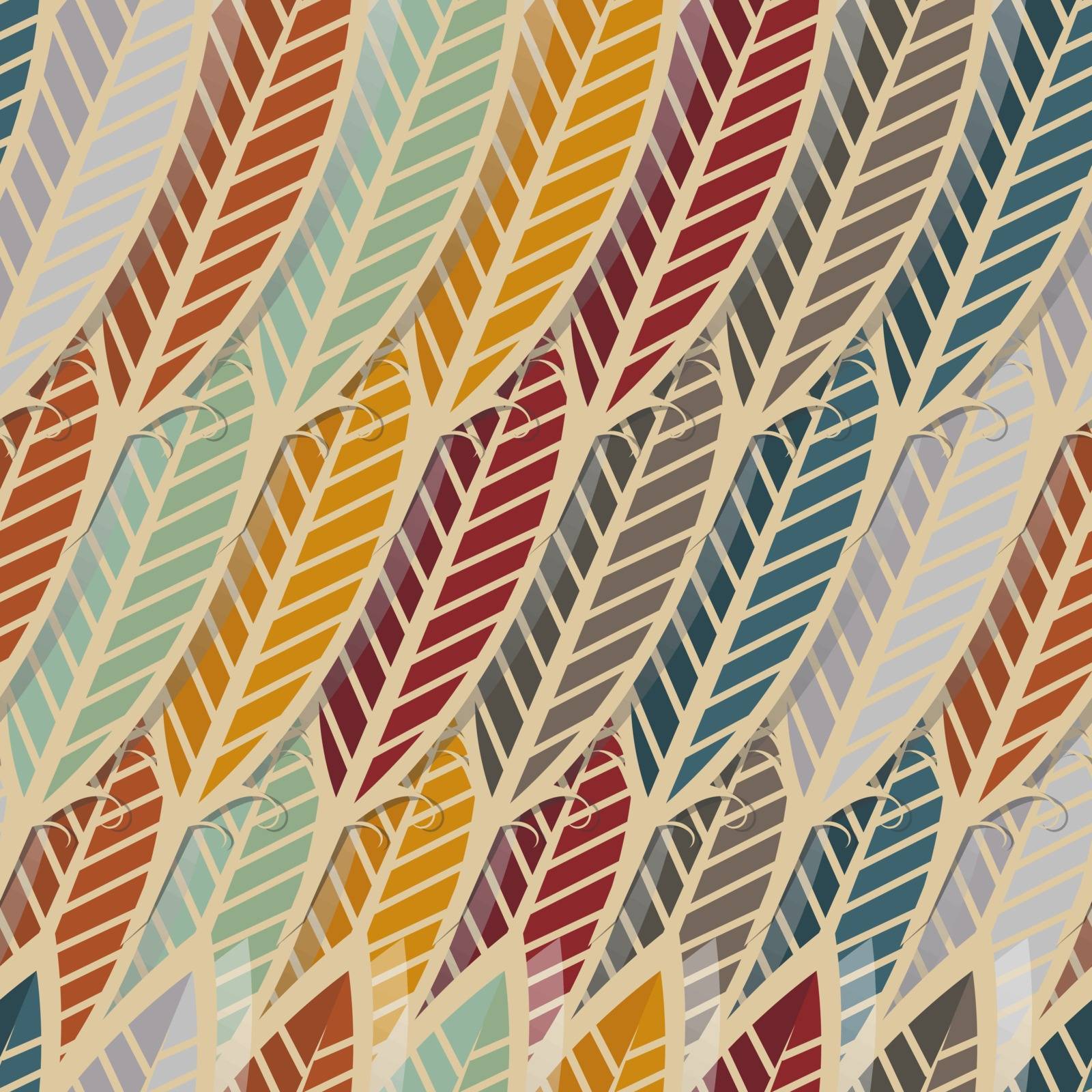Seamless pattern with abstract feathers