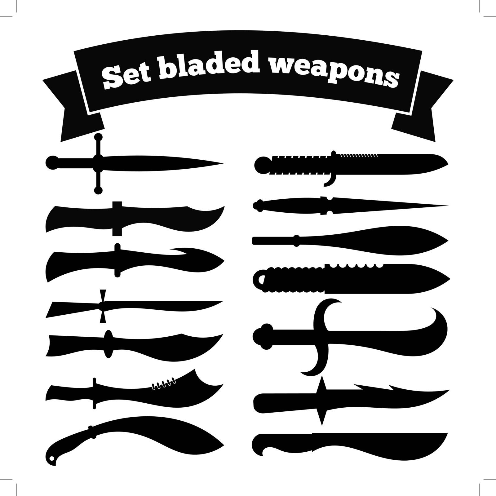 Set of silhouettes of knives