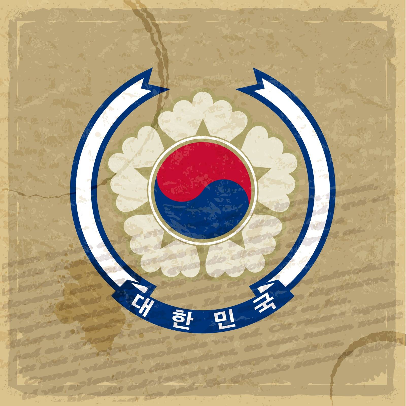 Coat of Korea on an old sheet of paper