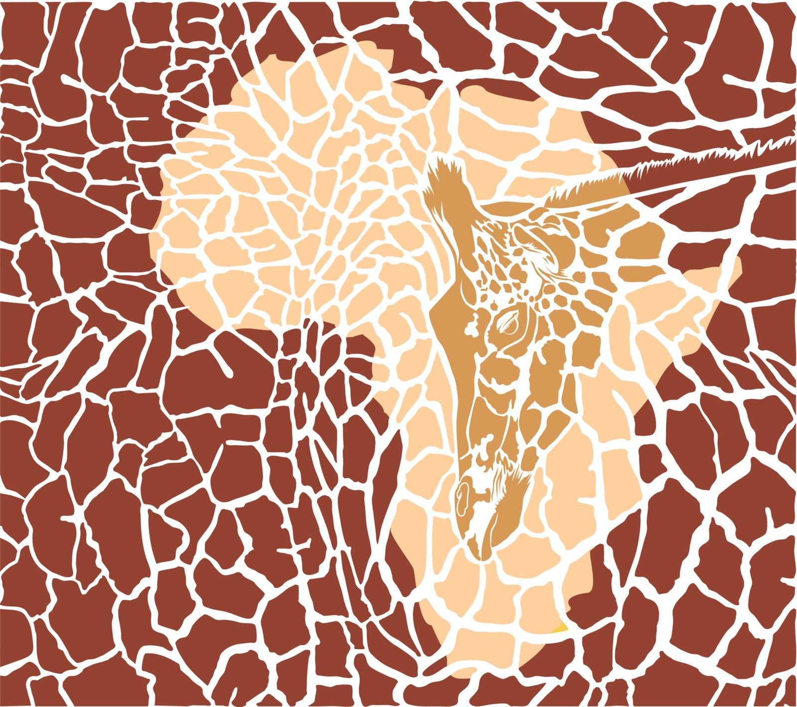 animal art background with a map of Africa and giraffe