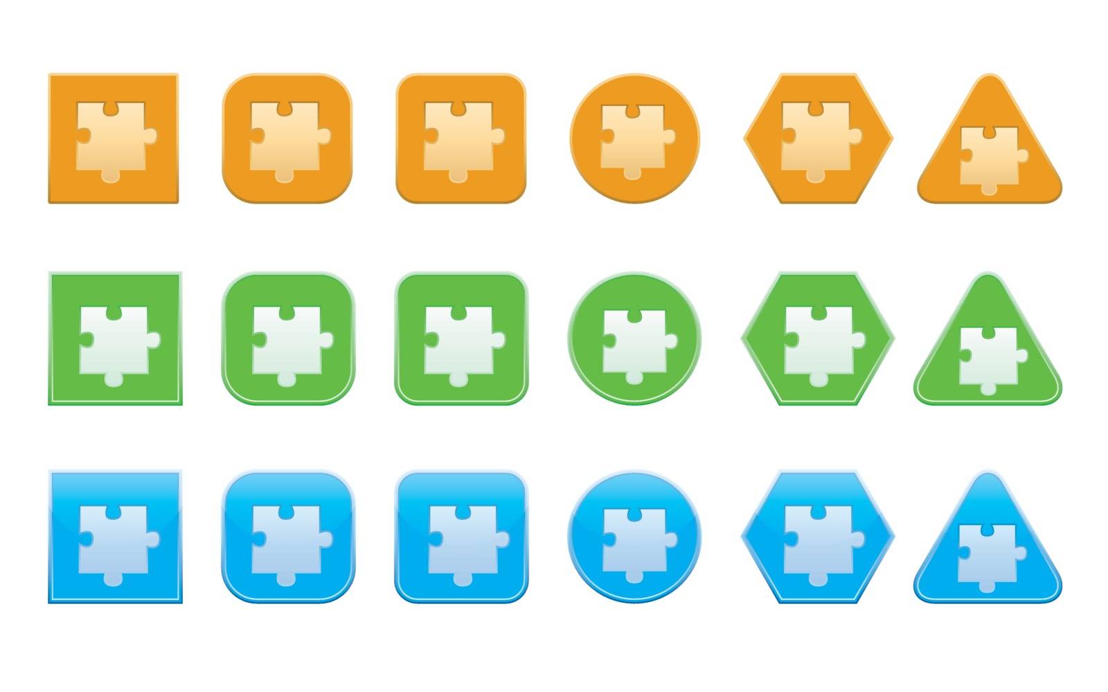 set of jigsaw puzzle part icons of different shape