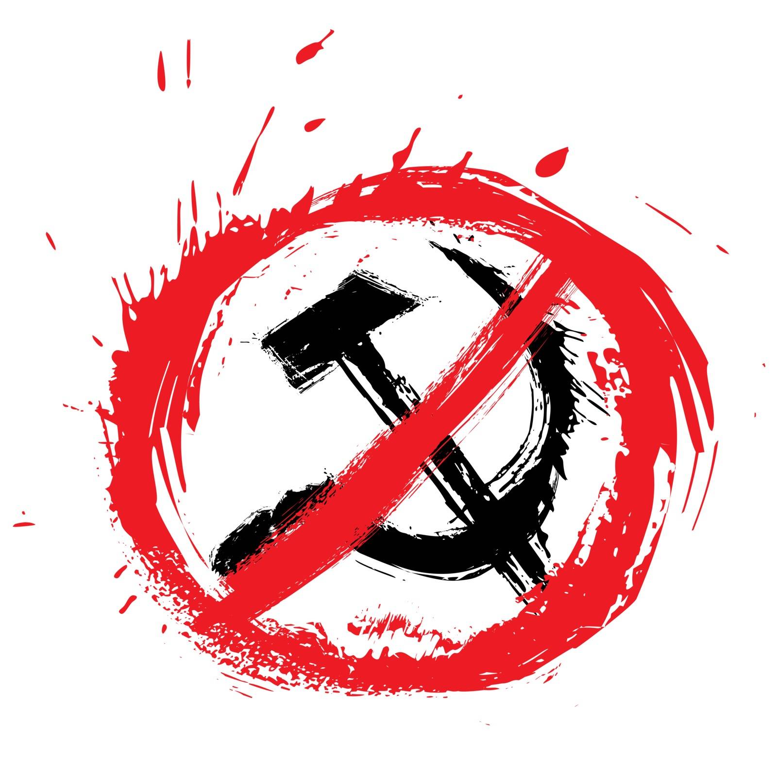 Stop communism symbol created in grunge style