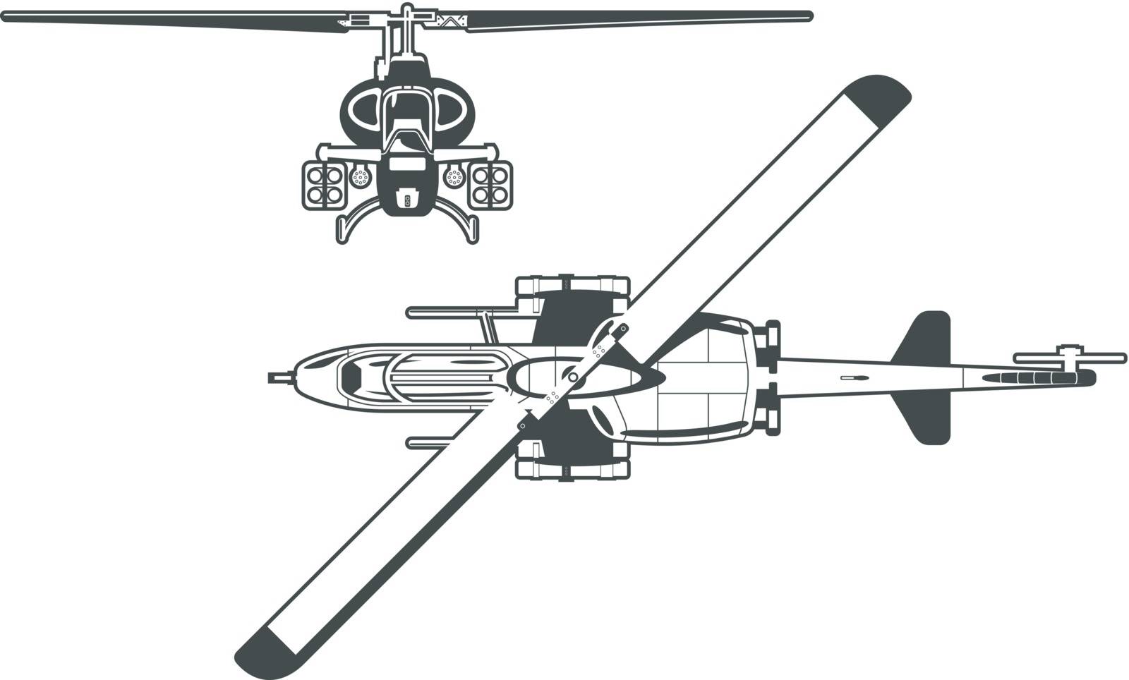 black and white illustration of the helicopter.
