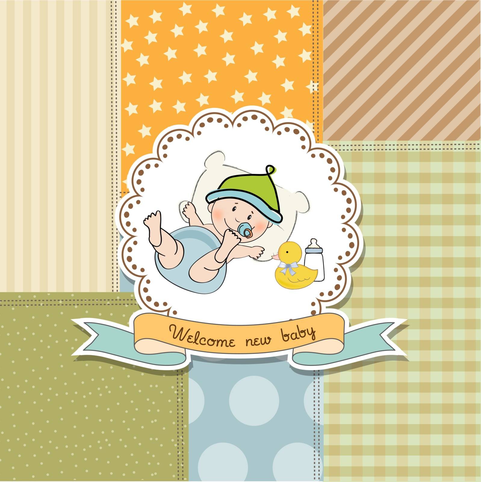 new baby announcement card with little baby by balasoiu