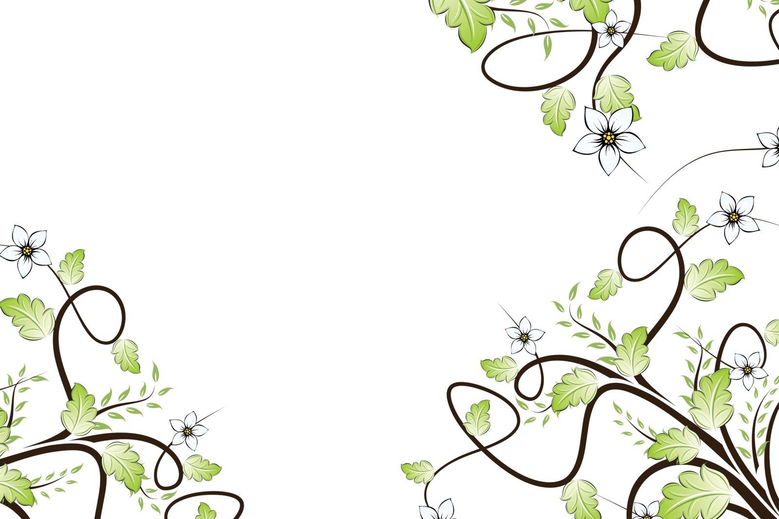 Abstract vector floral background with leaves isolated on white