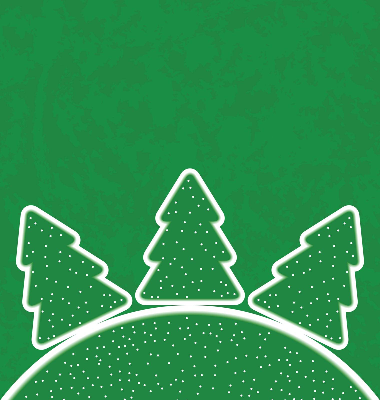 Illustration green paper cut-out set christmas tree - vector 