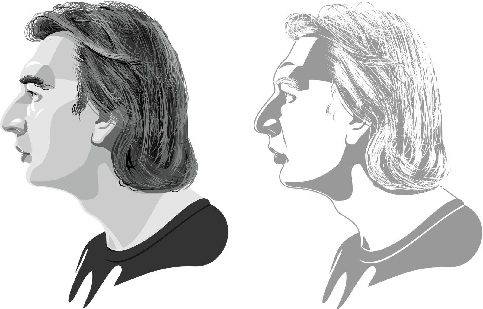 vector illustration of the profile of young men.