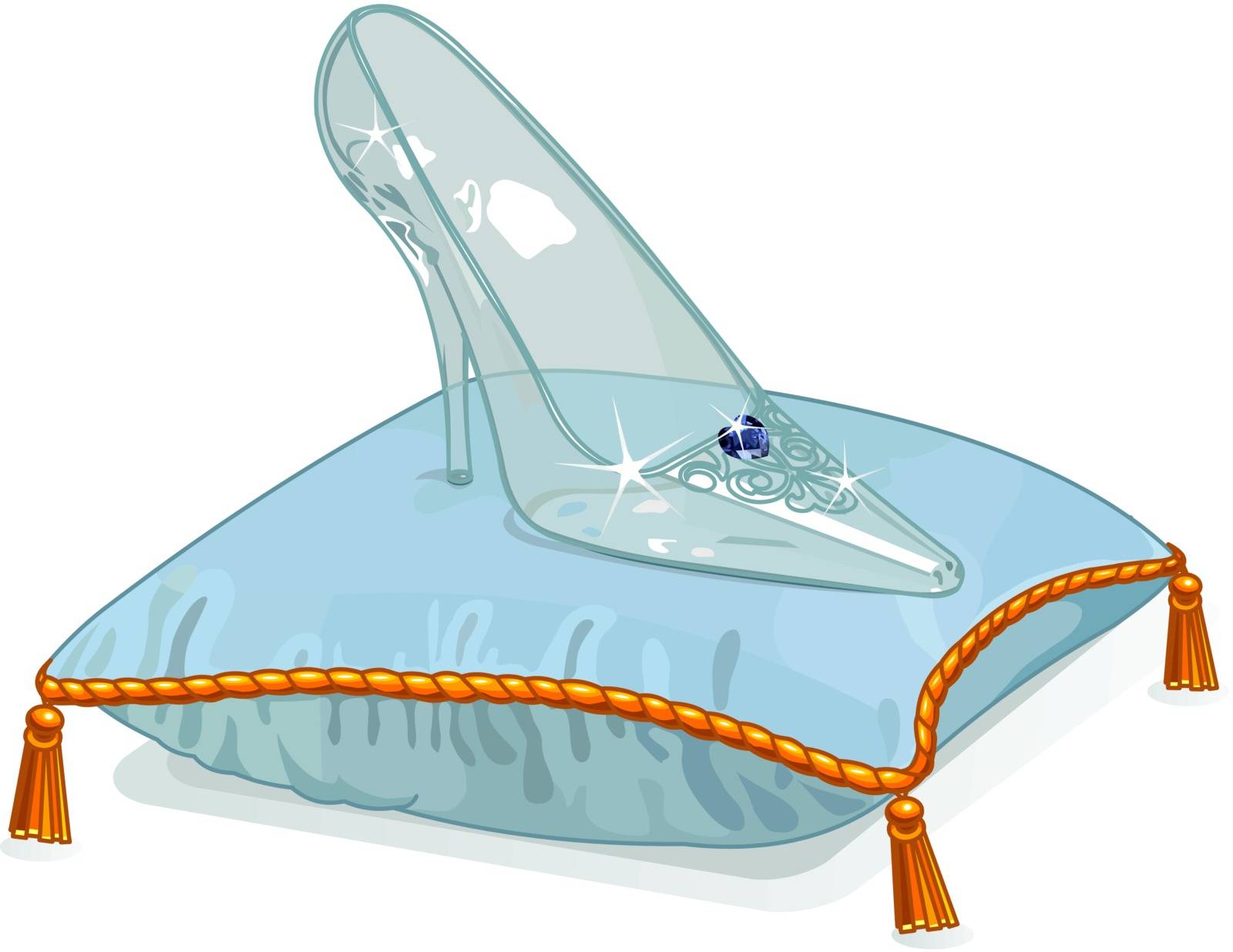 Crystal Cinderella’s slipper on blue pillow