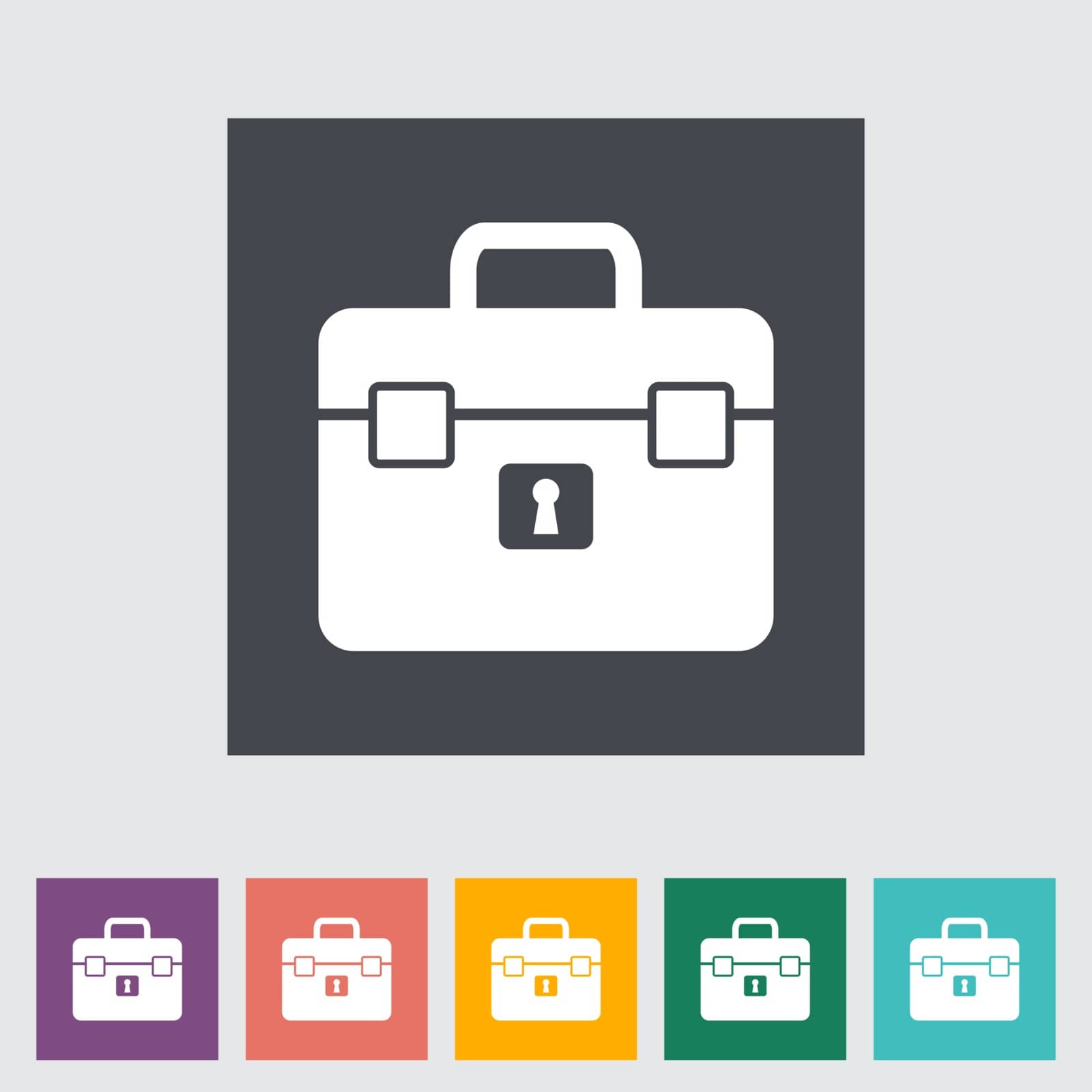 Briefcase single flat icon. Vector illustration.