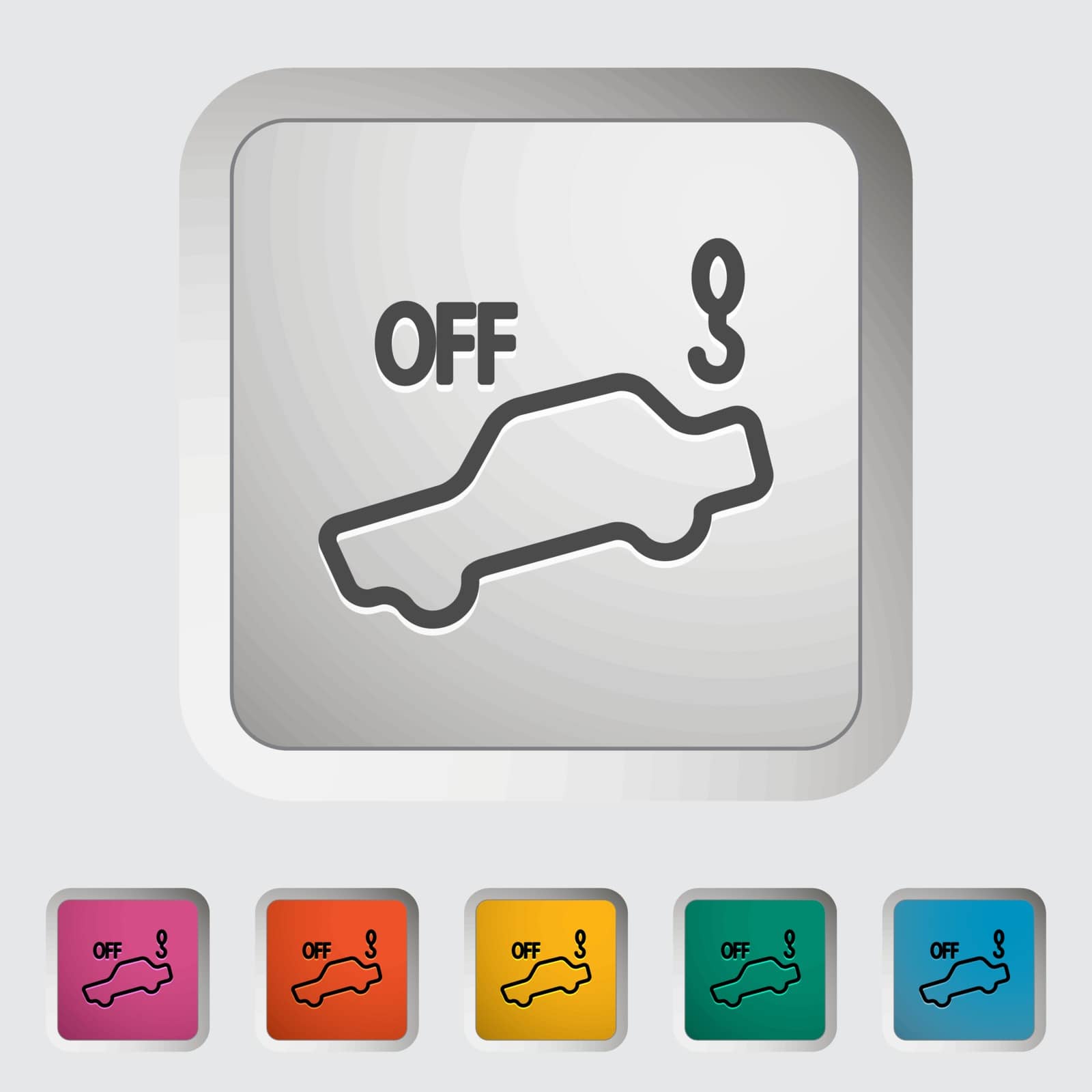 Tow away alarm off. Single icon. Vector illustration..