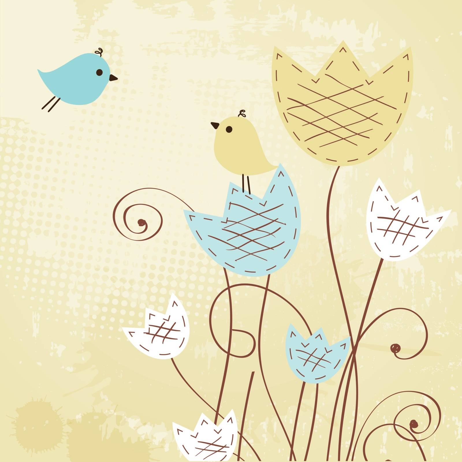 Cute greetings card with bird on a swinge greetings card with birds on a swing