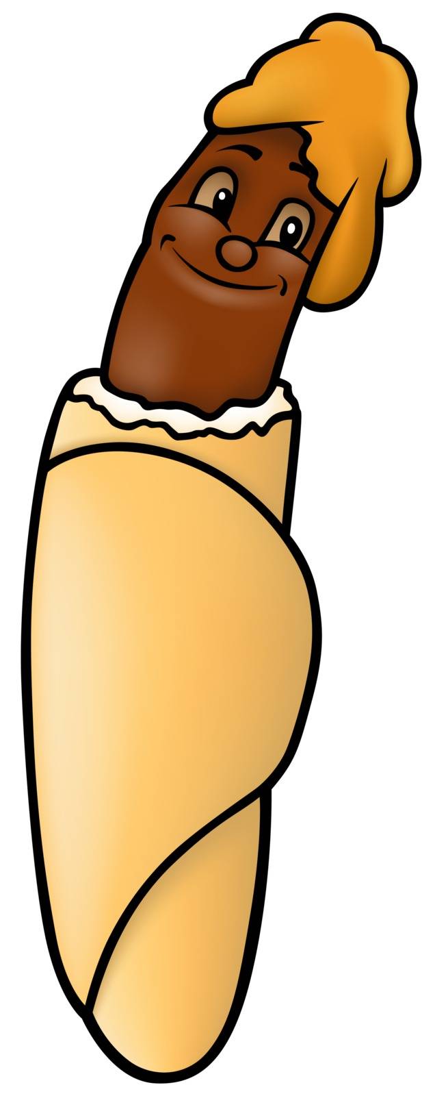 Hot Dog - Colored Cartoon Illustration, Vector