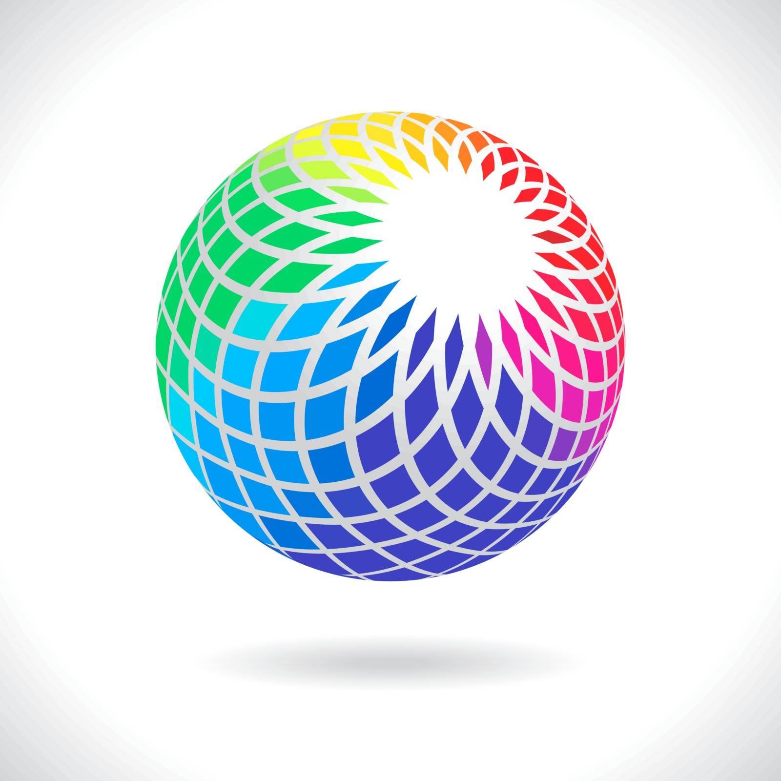 Abstract Design Icon Element, Colorful Sphere on a White Bckground, Vector EPS10