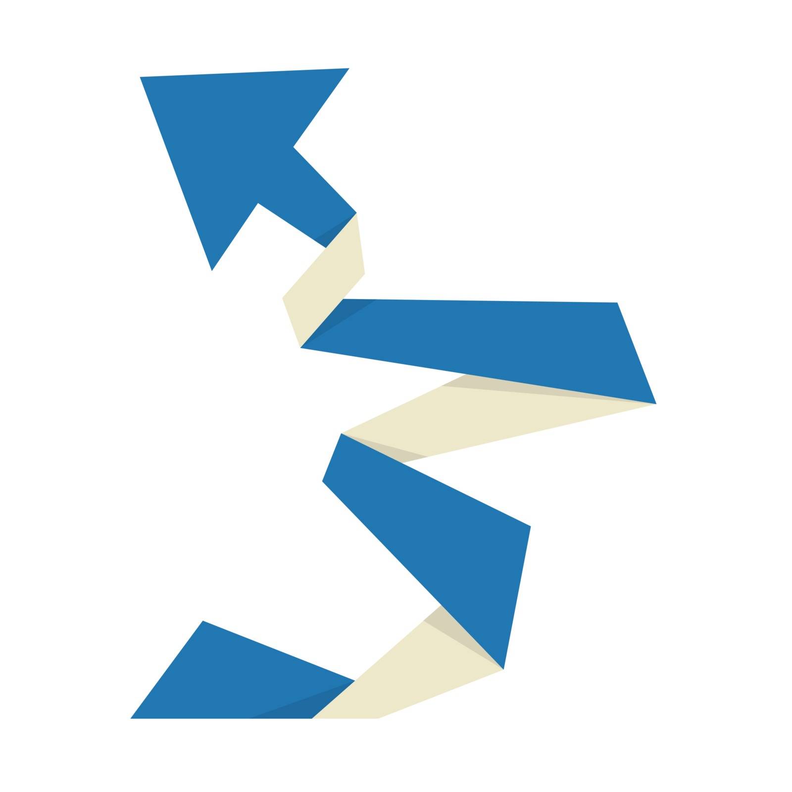 The origami style blue arrow